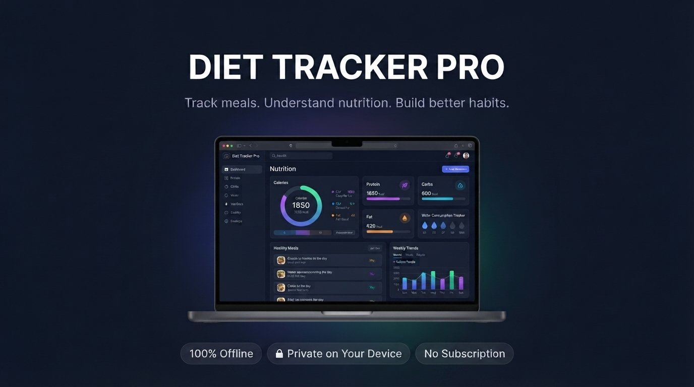 Diet Tracker Pro dashboard on a laptop
