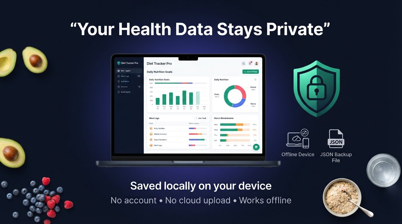 Diet Tracker Pro privacy and backup features